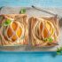 pastry with peaches and mint